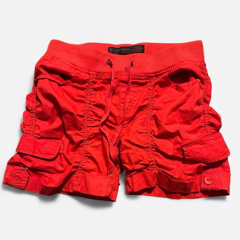 Red Cargo Ruched Shorts